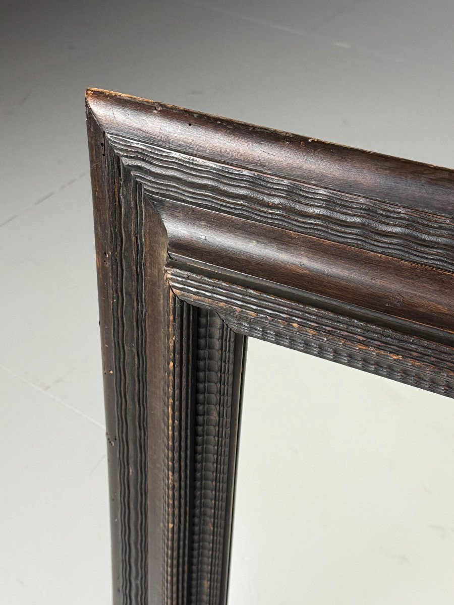 Cadre à bords ondulés, miroir brun, XXe siècle-photo-3