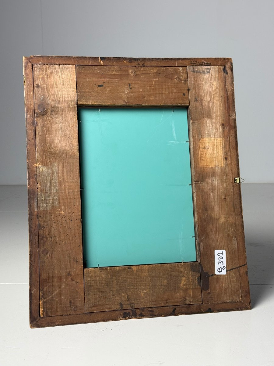 Cadre à bords ondulés, miroir brun, XXe siècle-photo-4