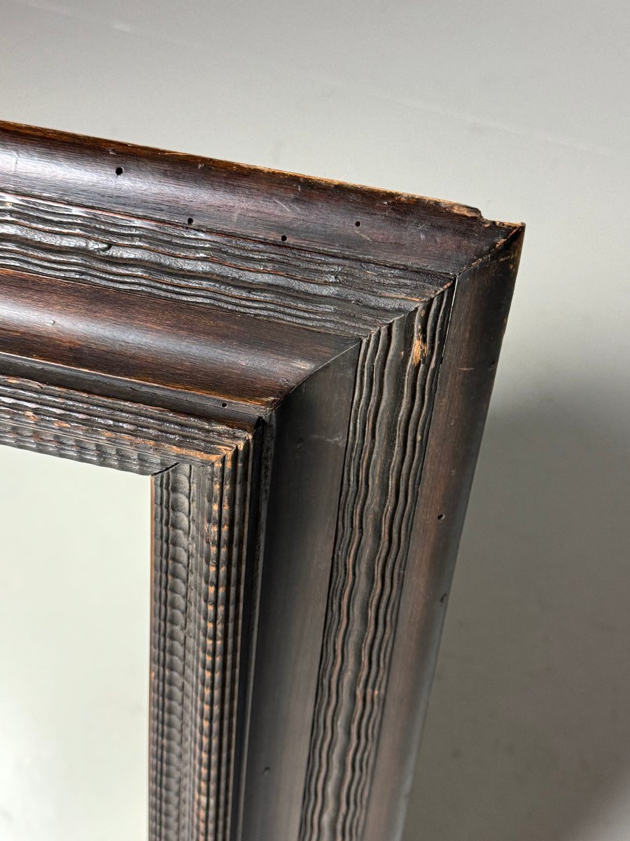 Cadre à bords ondulés, miroir brun, XXe siècle-photo-3