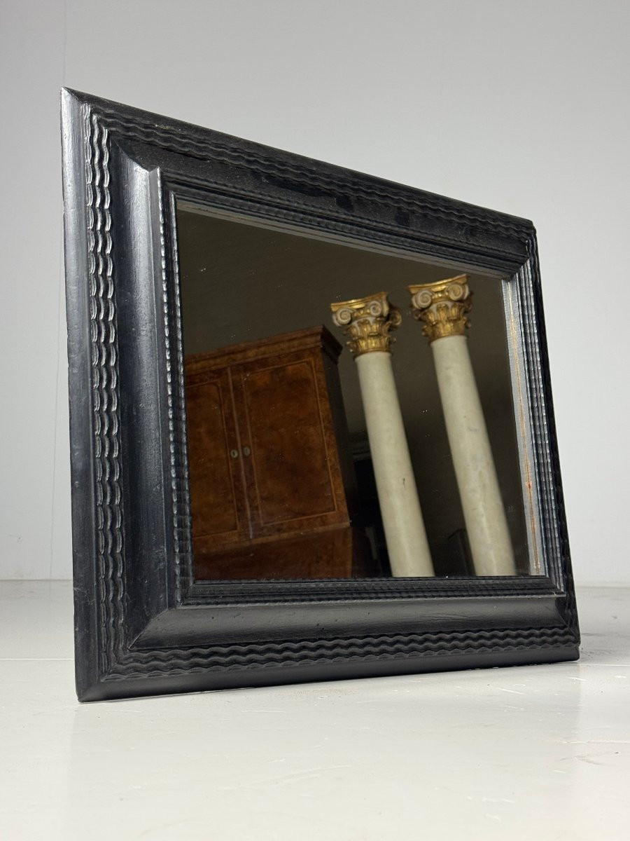 Cadre ondulé miroir noir 20e siècle-photo-4