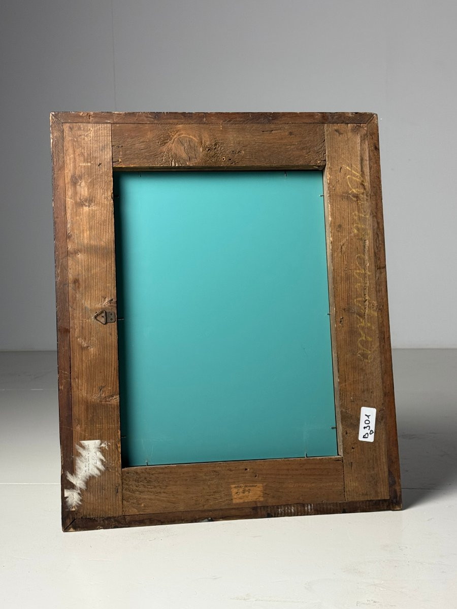 Cadre ondulé miroir noir 20e siècle-photo-7