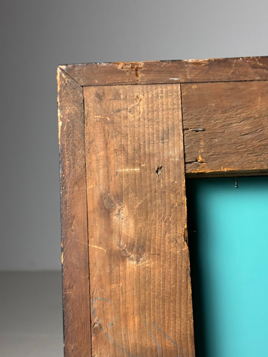 Cadre ondulé miroir noir 20e siècle-photo-8