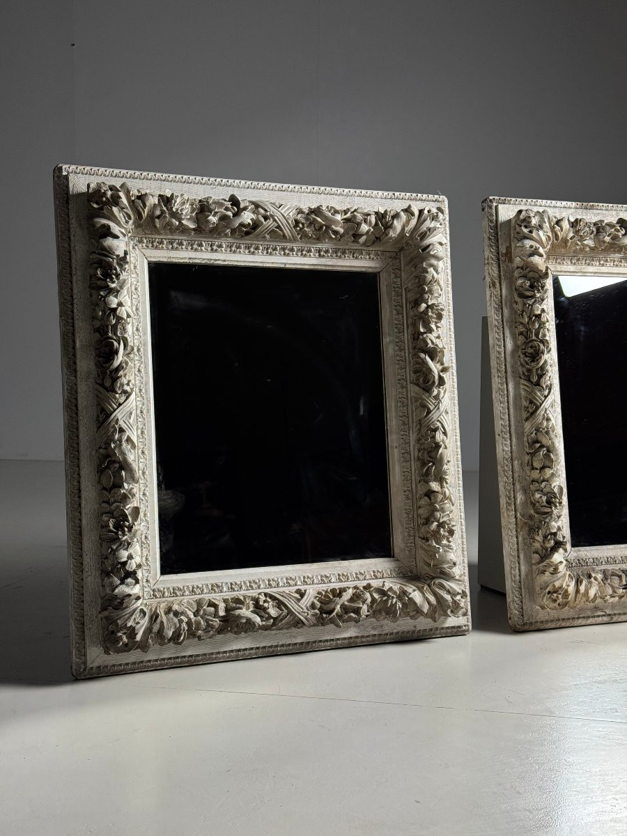 Lot de trois miroirs français blancs-photo-1