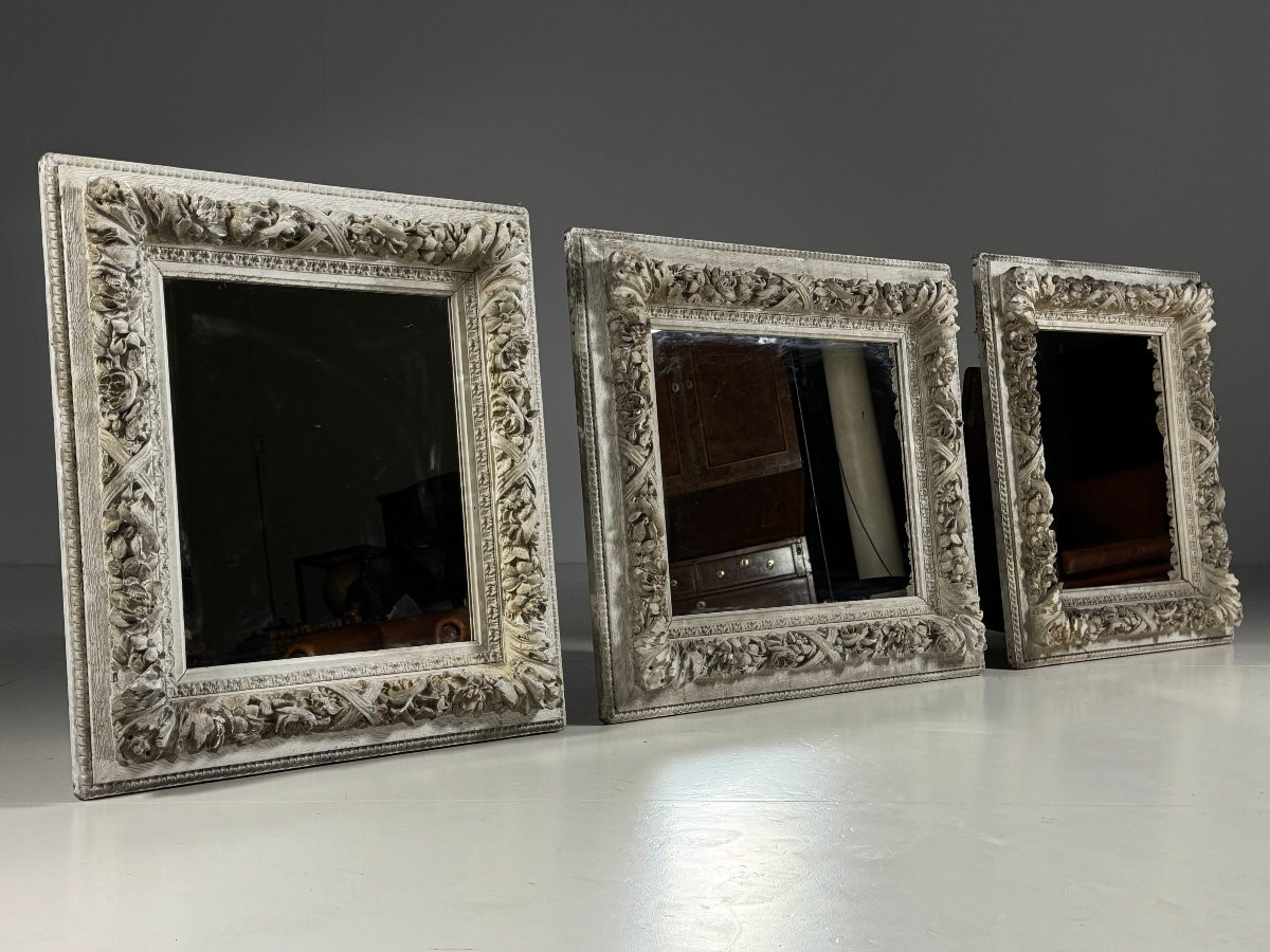 Lot de trois miroirs français blancs-photo-7