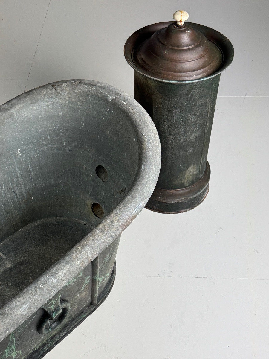 French Faux Marble Bath Ca. 1900-photo-1