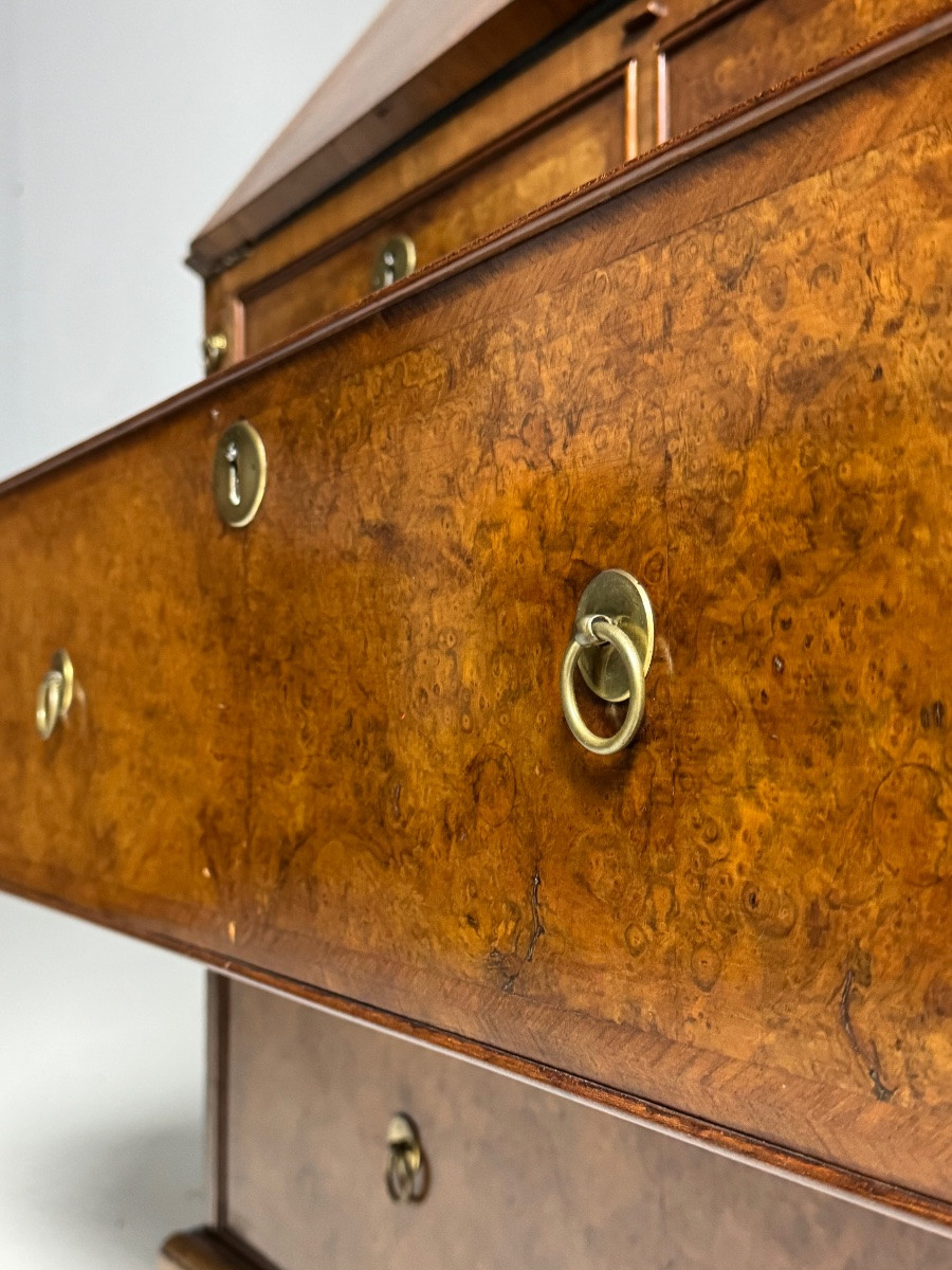 English Burr Walnut Bookcase, 19th Century-photo-3