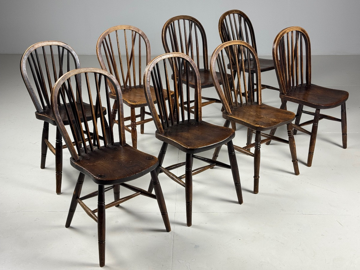 8x chaise windsor anglaise antique-photo-3