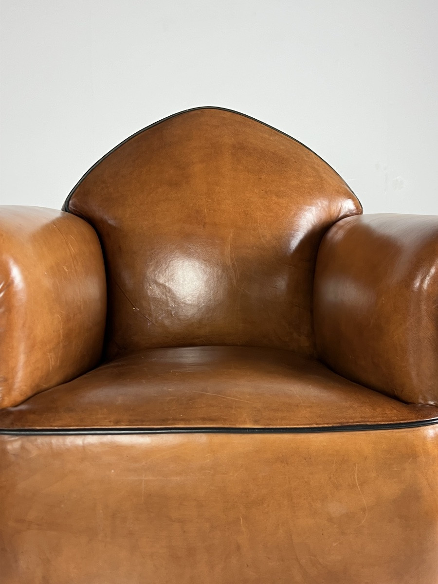 2x Art Deco Amsterdam School Sheepskin Club Chairs-photo-8