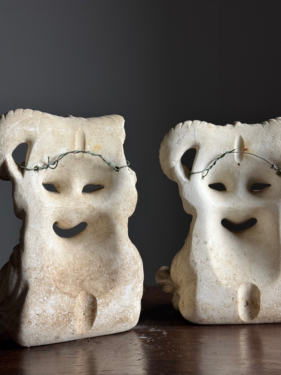 Hand-carved Marble Satyr Masks From Italy-photo-1