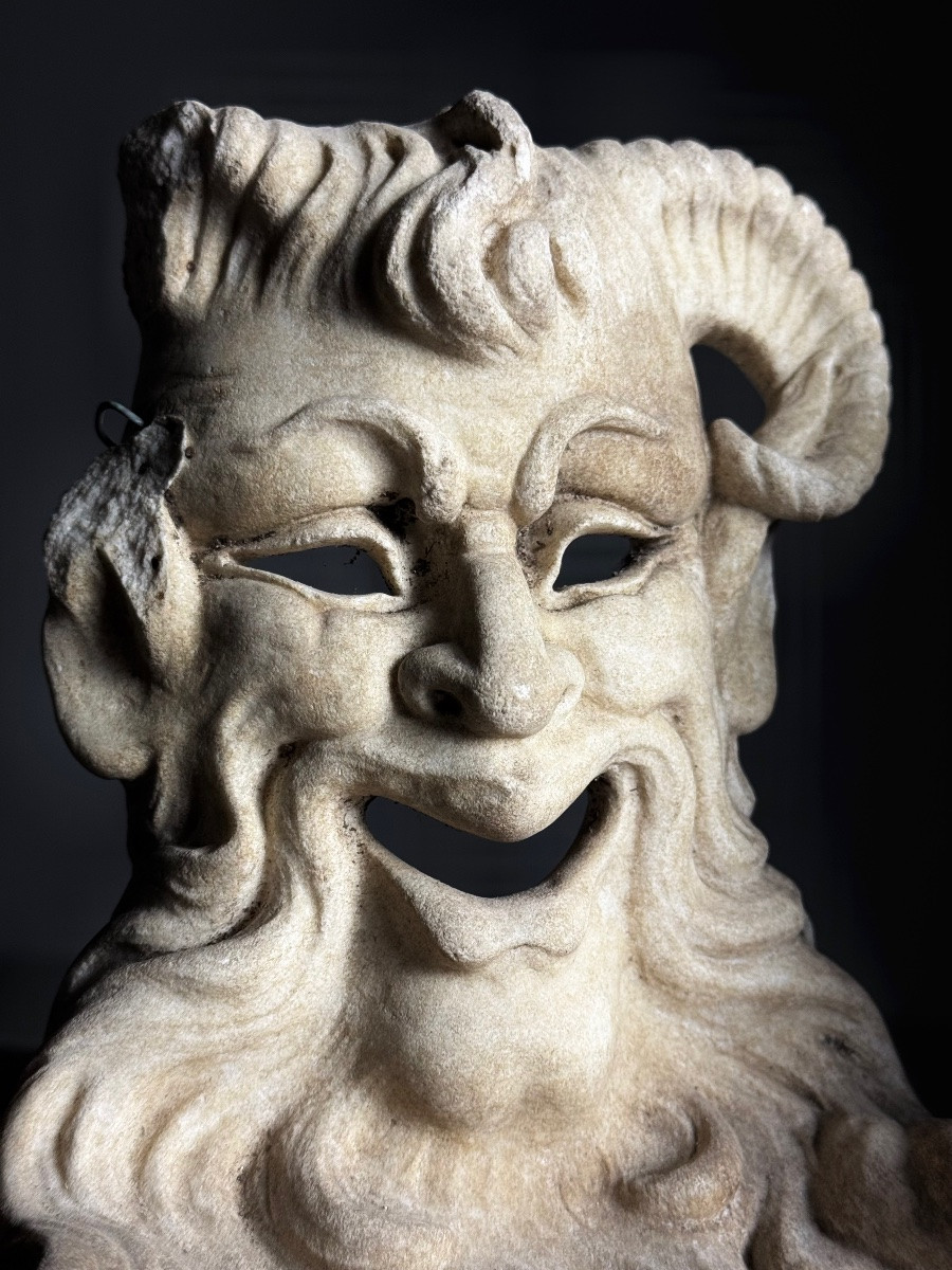 Hand-carved Marble Satyr Masks From Italy-photo-3