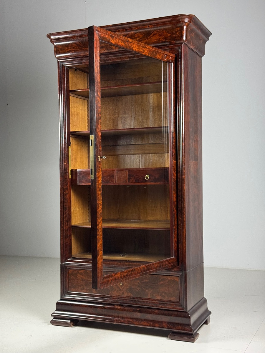 Vitrine Biedermeier en acajou, XIXe siècle-photo-3