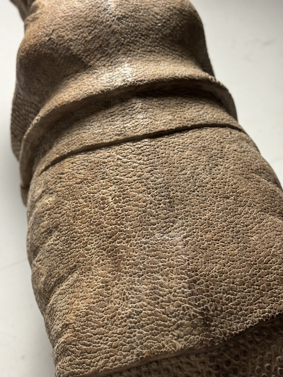 Statues de rhinocéros sculptées à la main 1960 (134cm)-photo-4