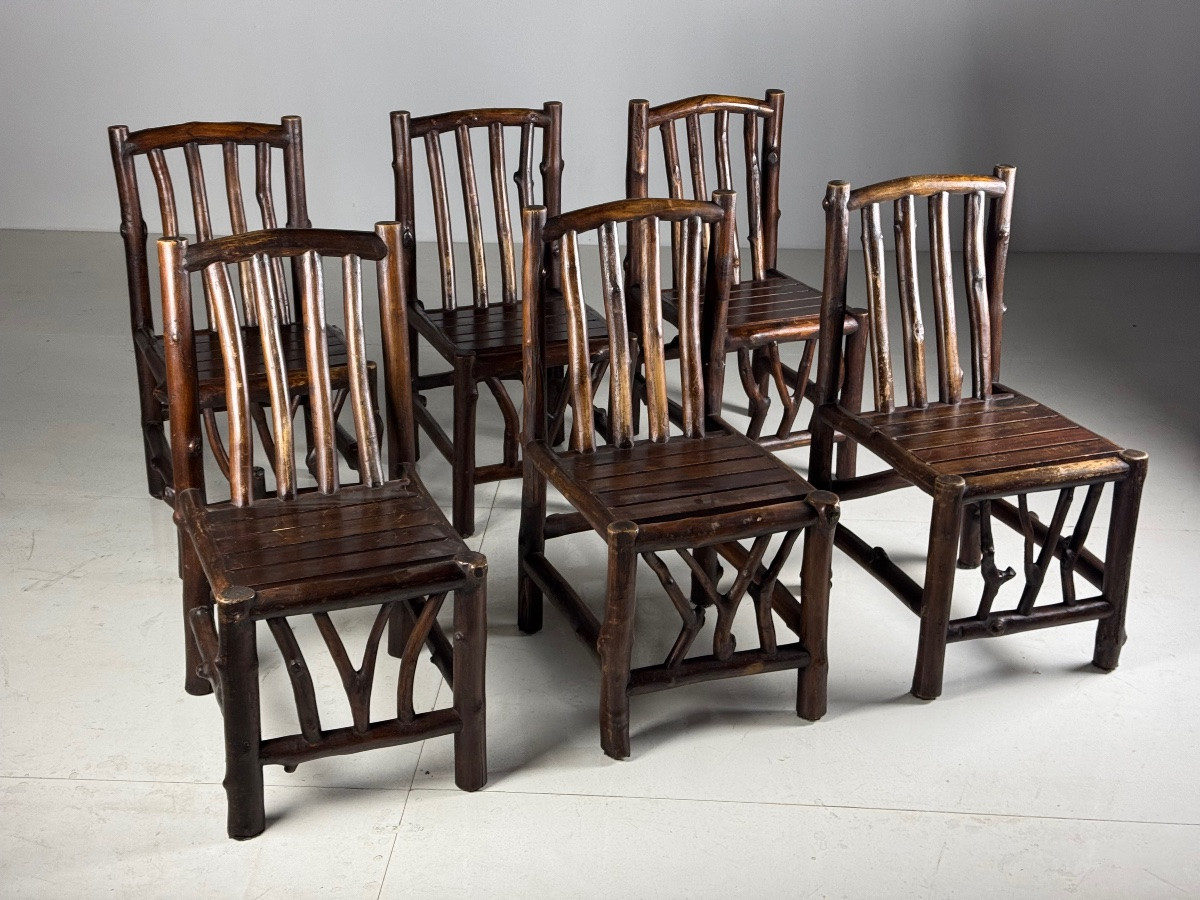 Chaises de salle à manger vintage en bois massif-photo-1