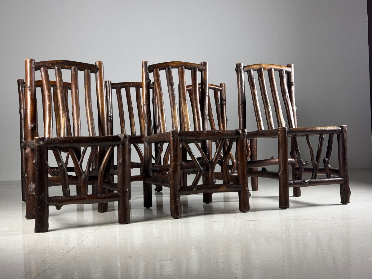 Chaises de salle à manger vintage en bois massif-photo-2