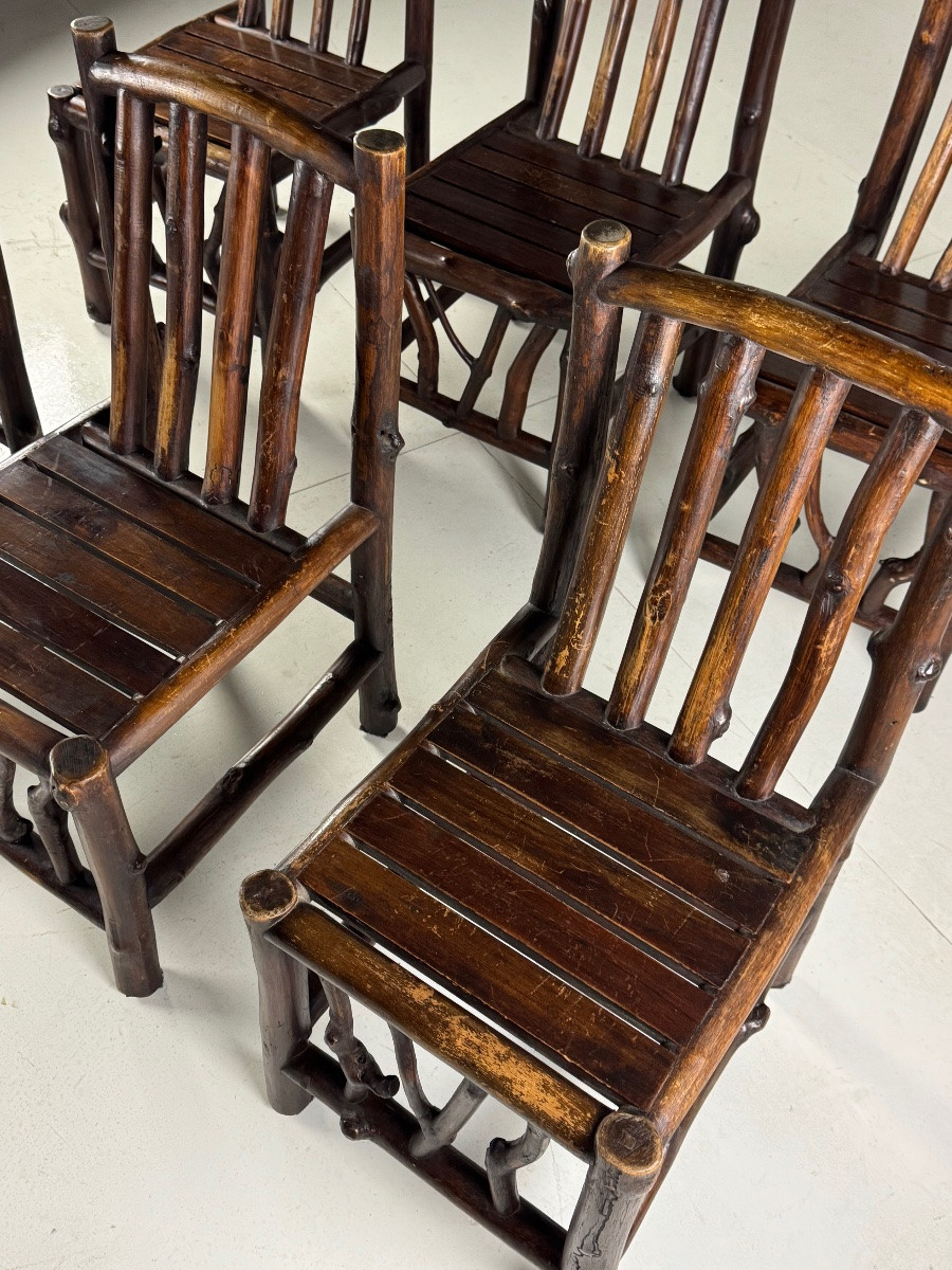 Chaises de salle à manger vintage en bois massif-photo-3