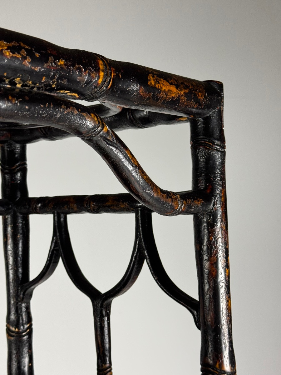 Bibliothèque Faux Bamboo noire-photo-5