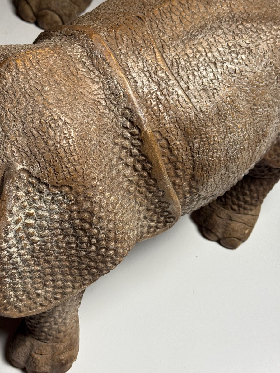 Large-scale, Hand-carved Rhinoceros Sculptures, 1960-photo-3