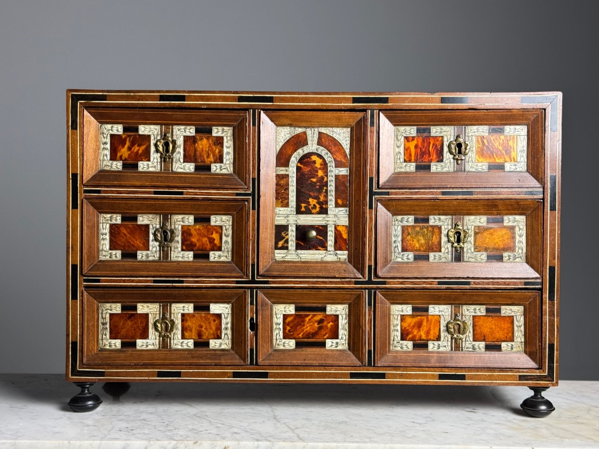 19th Century Art Cabinet In Marquetry Wood-photo-2