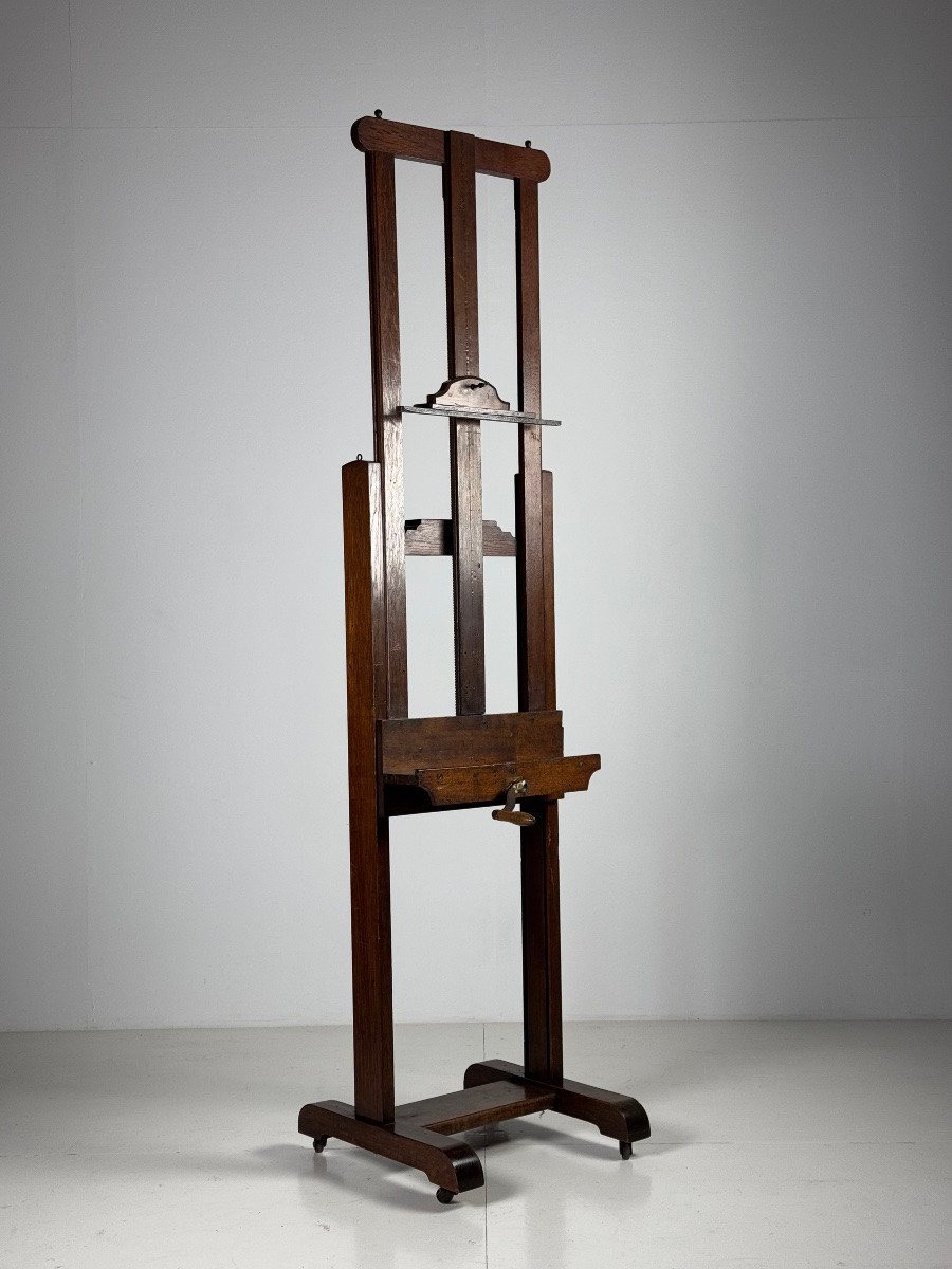 Antique 19th Century English Oak Painter's Easel-photo-1