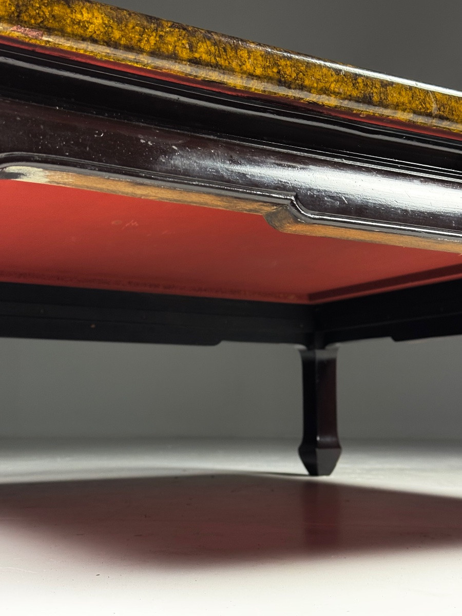 Table basse asiatique carrée en damier -photo-8