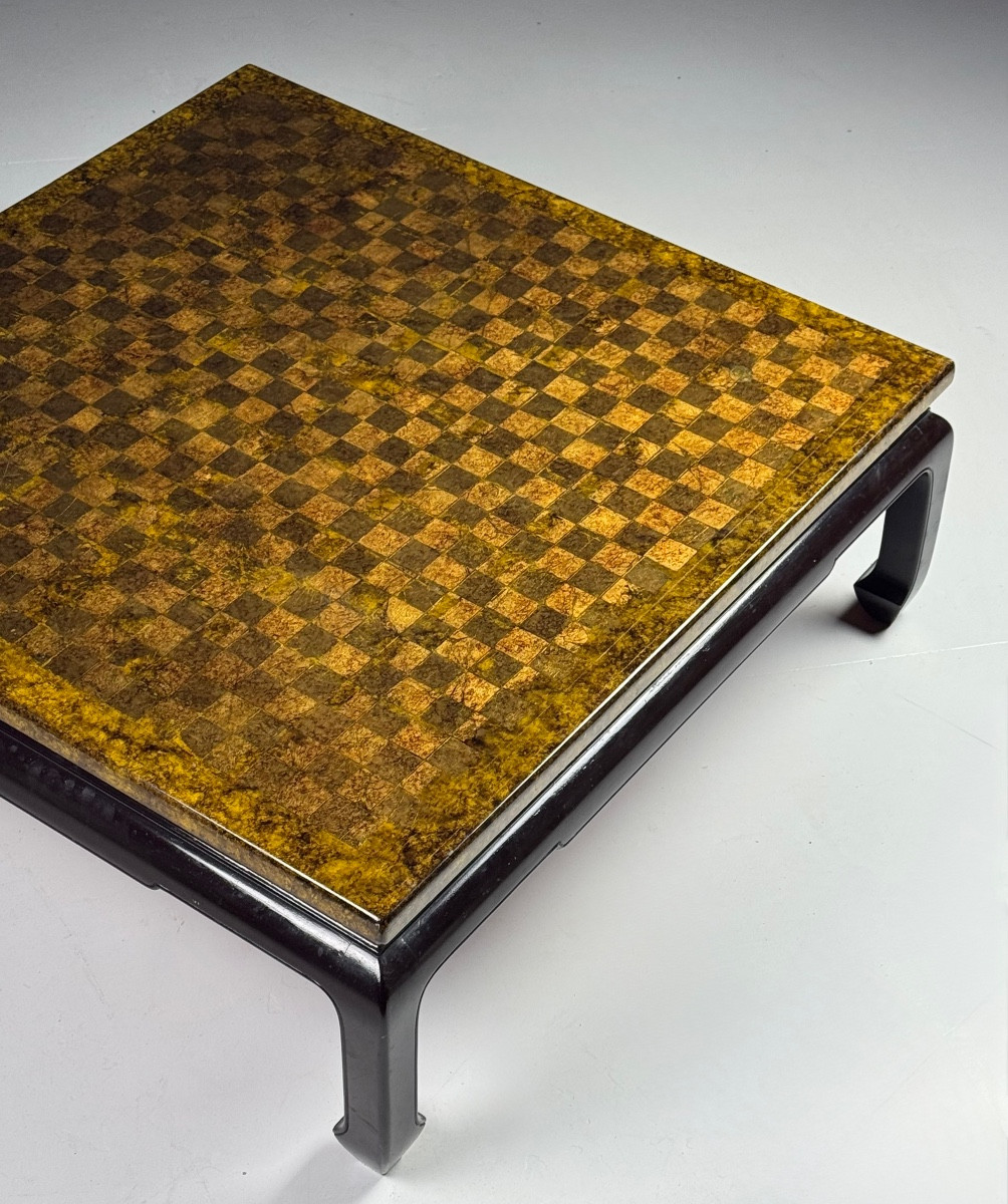 Table basse asiatique carrée en damier 