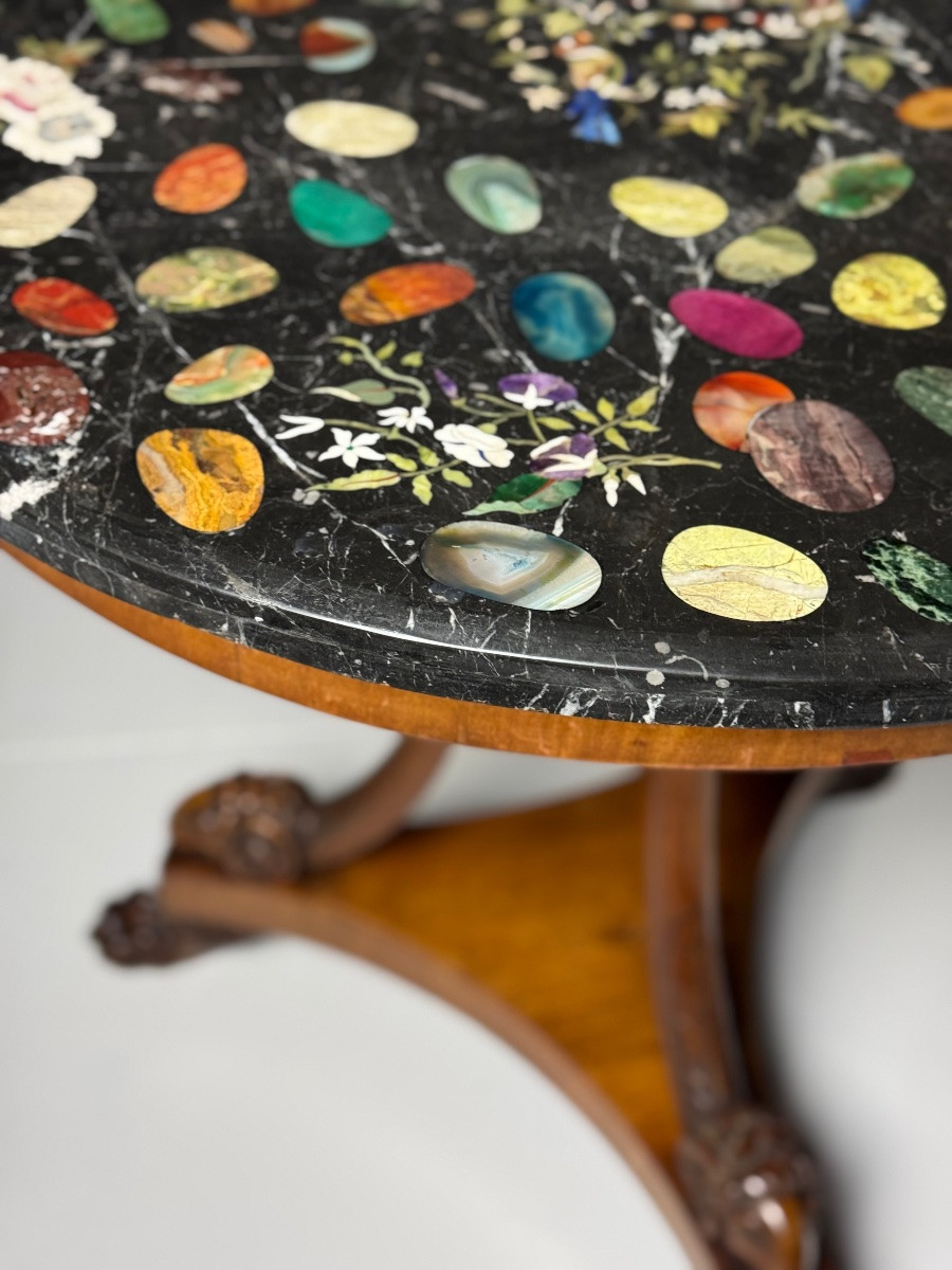 Italian Tripod Table With Marble Inlay Top-photo-7