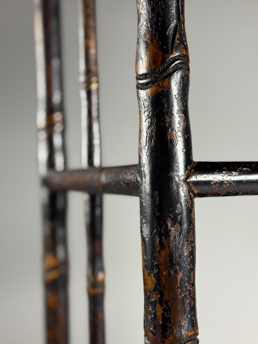 Bibliothèque Faux Bamboo noire-photo-3