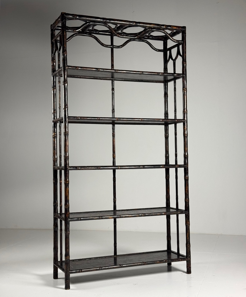 Bibliothèque Faux Bamboo noire