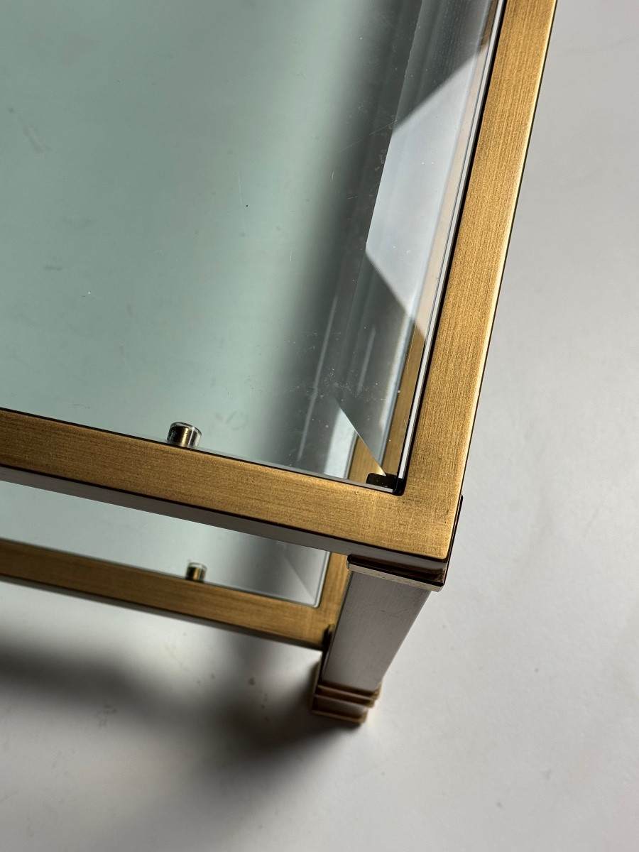 Table basse en laiton et verre vintage-photo-4