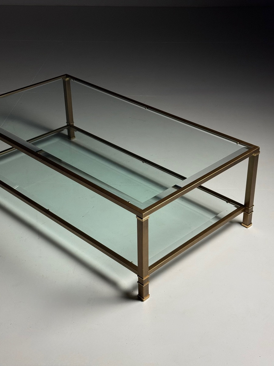 Table basse en laiton et verre vintage-photo-5