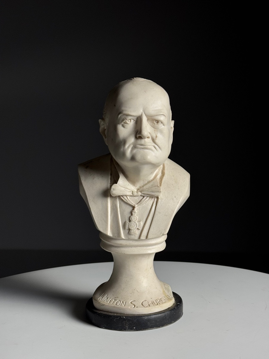 Cast Marble Bust Of Winston Churchill-photo-6