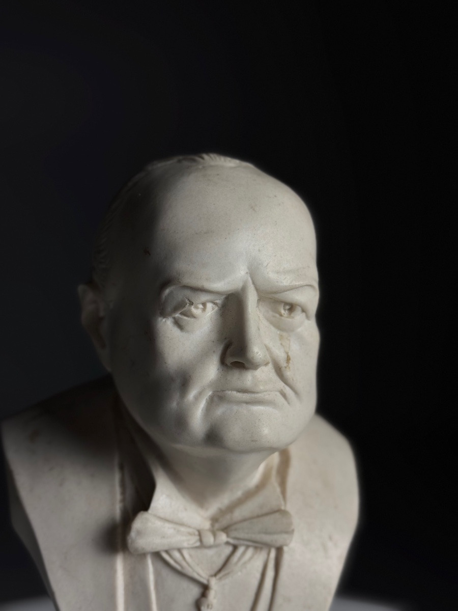 Cast Marble Bust Of Winston Churchill-photo-7