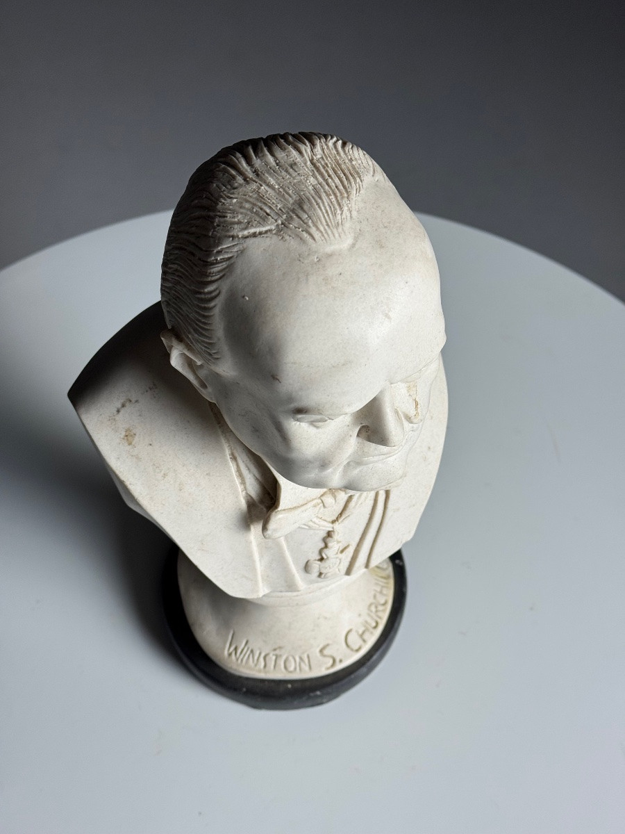 Cast Marble Bust Of Winston Churchill-photo-8