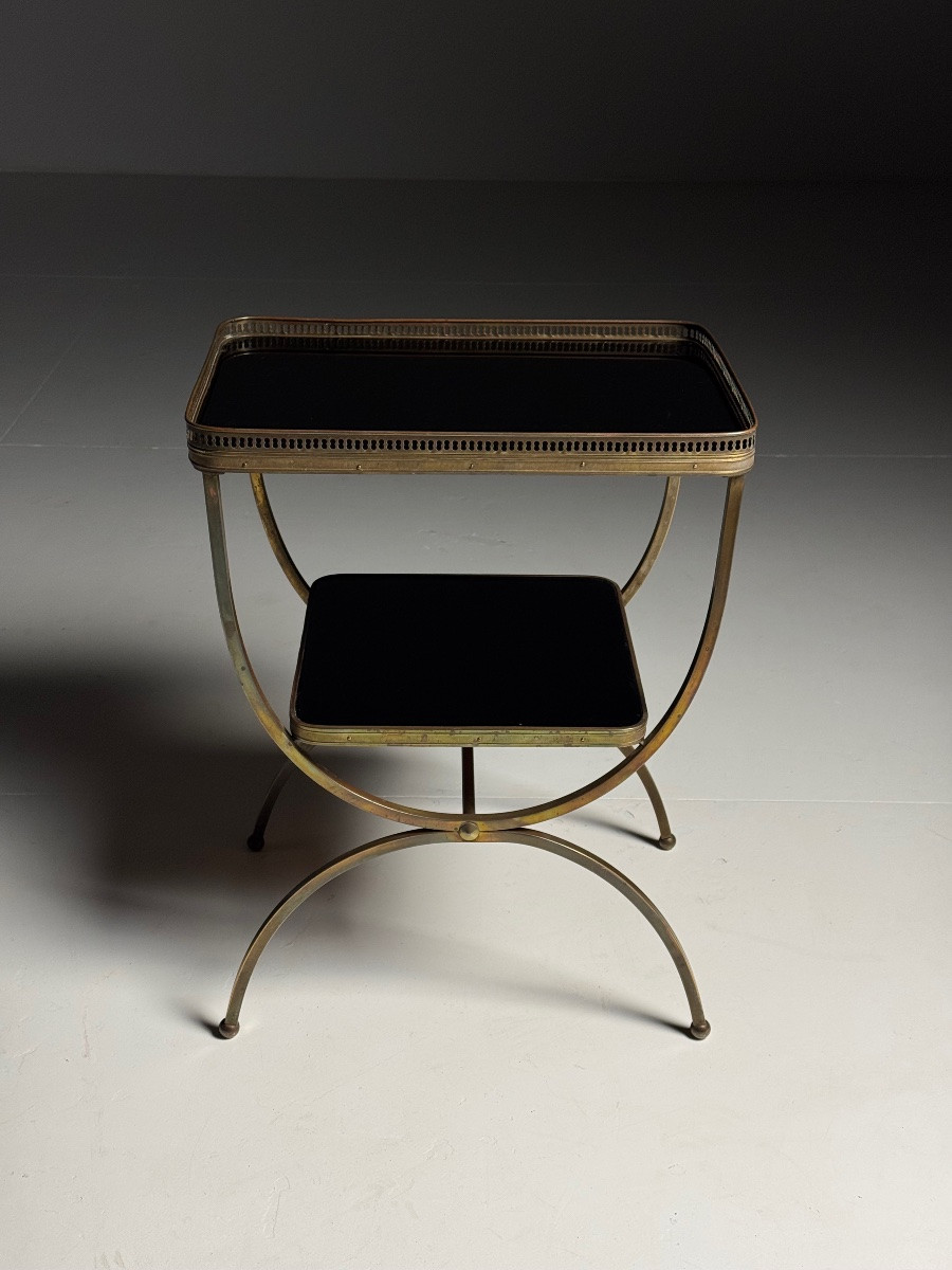 Table d'appoint Mid-century en verre noir-photo-3