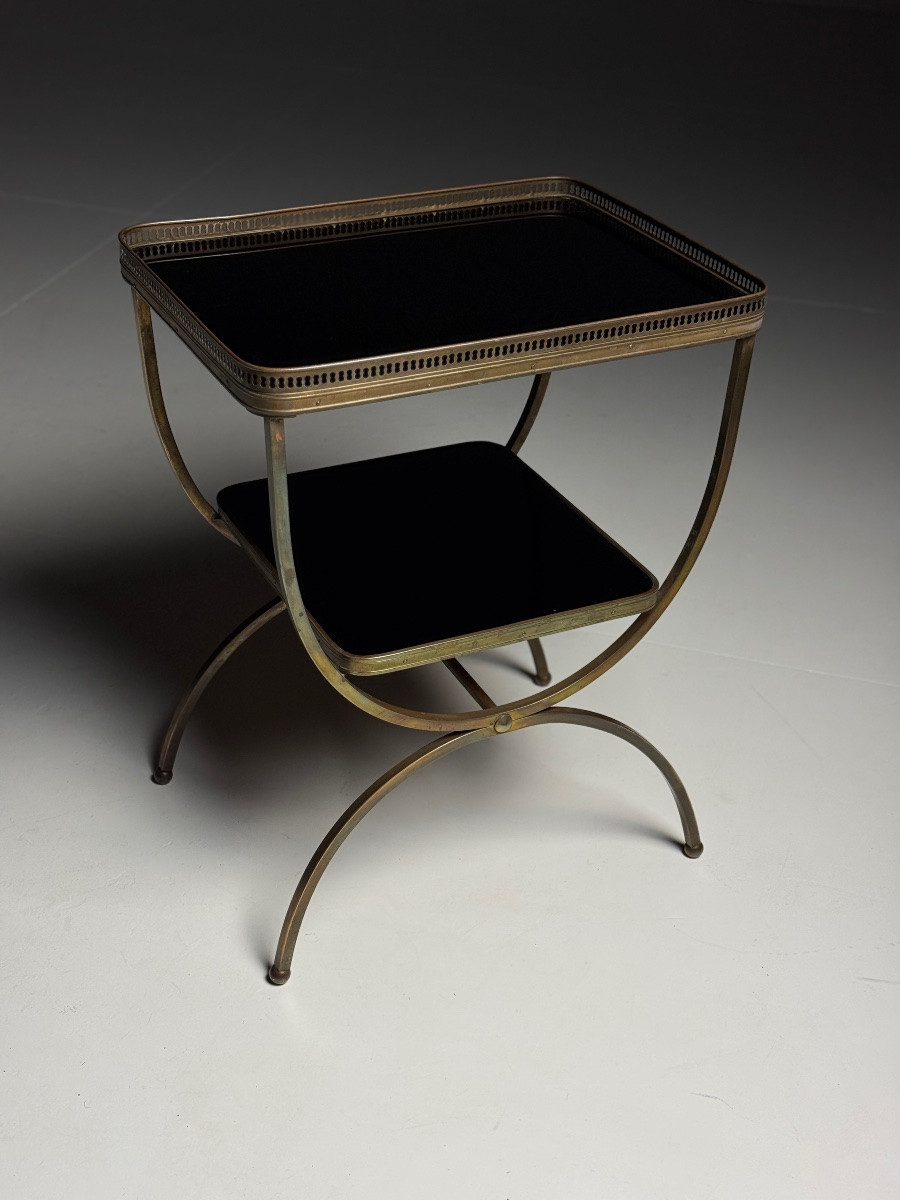 Table d'appoint Mid-century en verre noir-photo-4