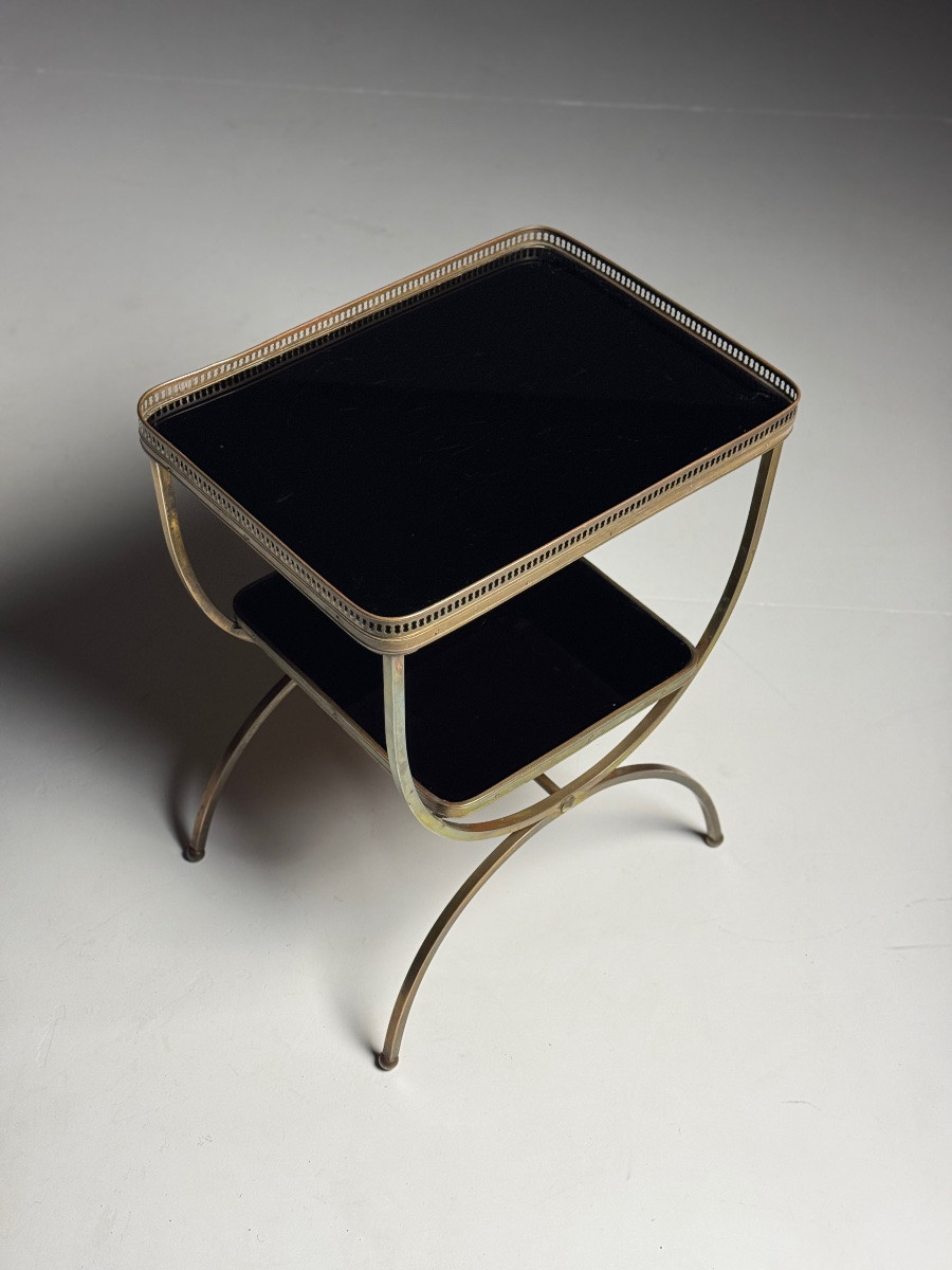 Table d'appoint Mid-century en verre noir-photo-8