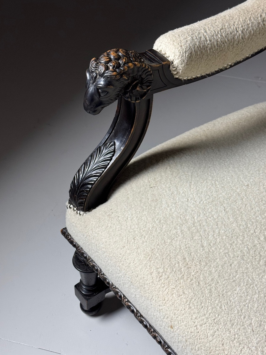 19th-century French Bench With Ram's Heads-photo-7