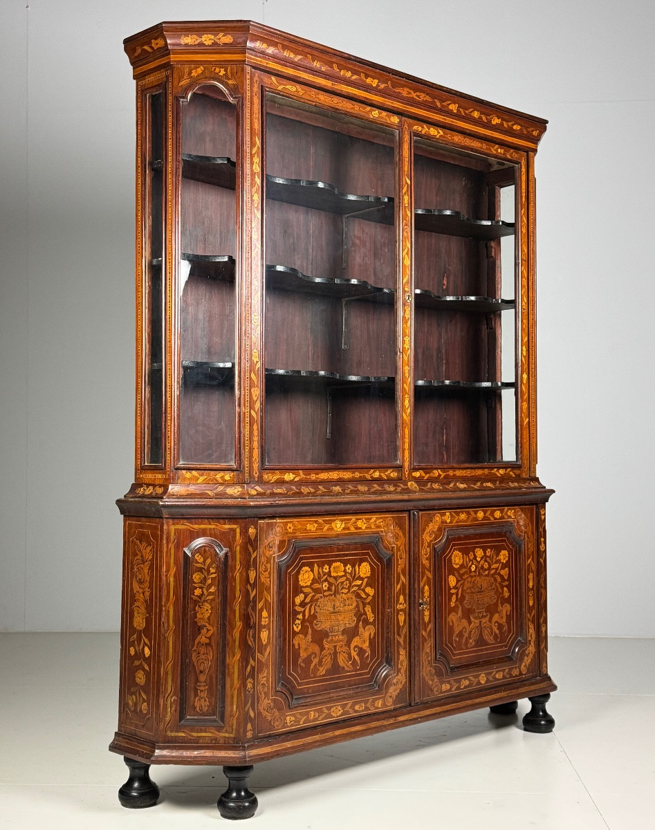 19th-century Dutch Marquetry Cabinet