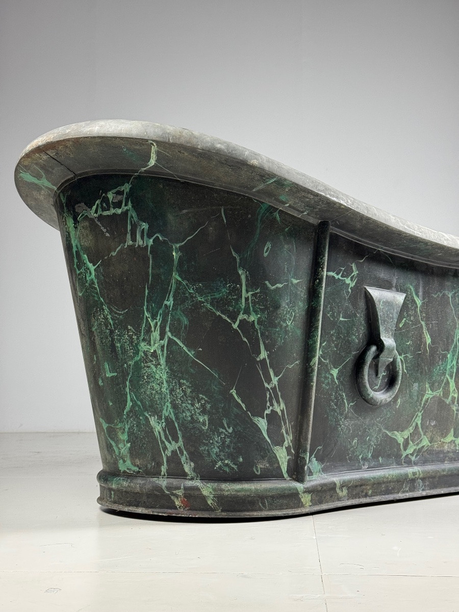 French Bathtub In Faux Marble, Circa 1900-photo-4