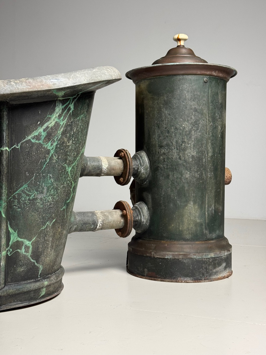 French Bathtub In Faux Marble, Circa 1900-photo-3