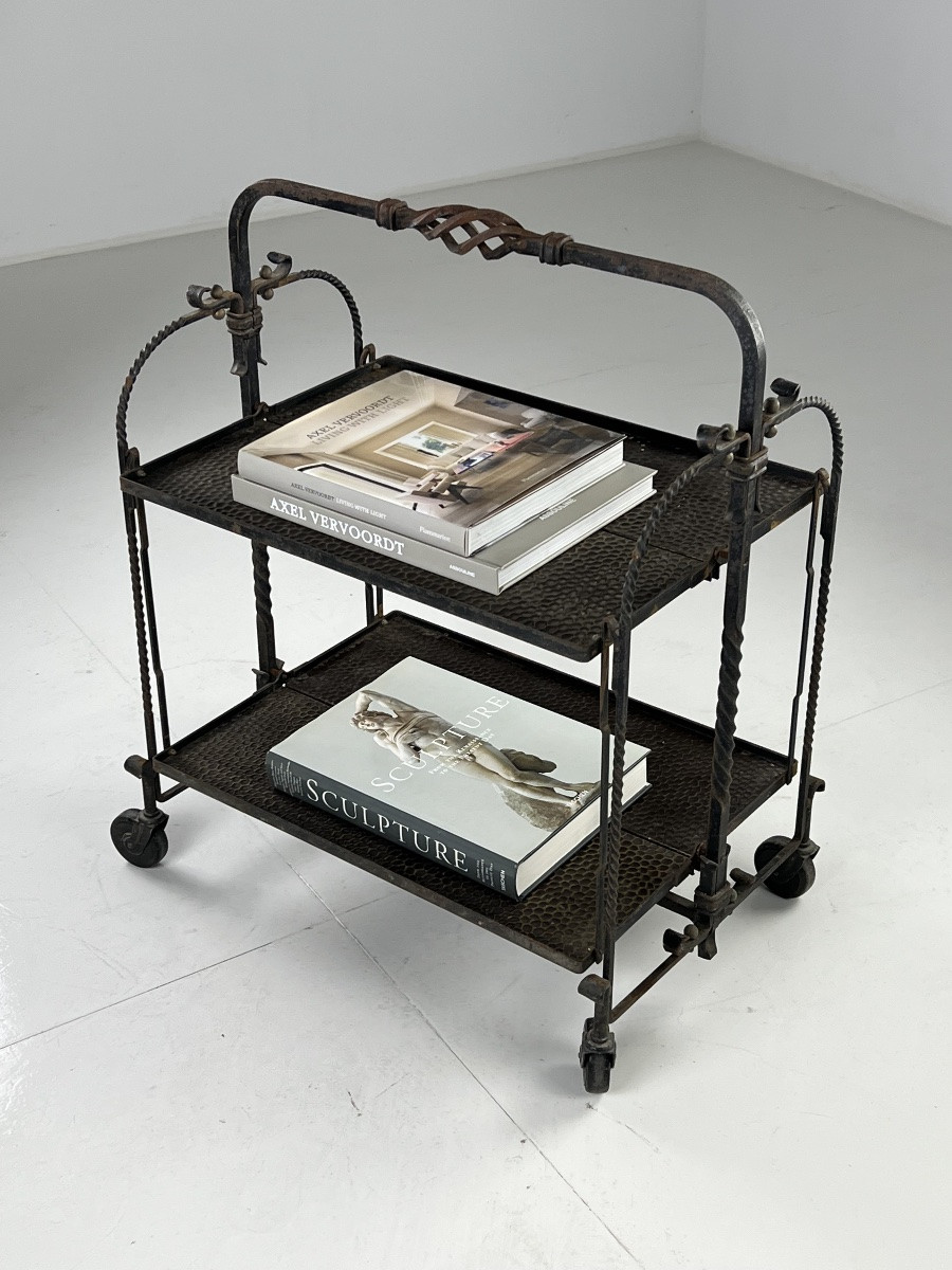 Metal Service Trolley, Mid-20th Century-photo-2