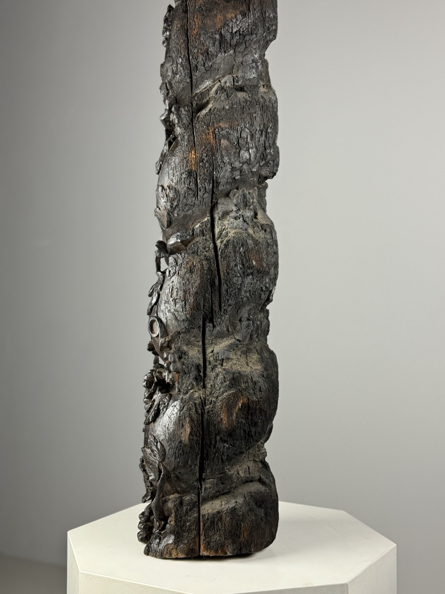 Colonne Sculptée à La Main Au 18e Siècle-photo-4