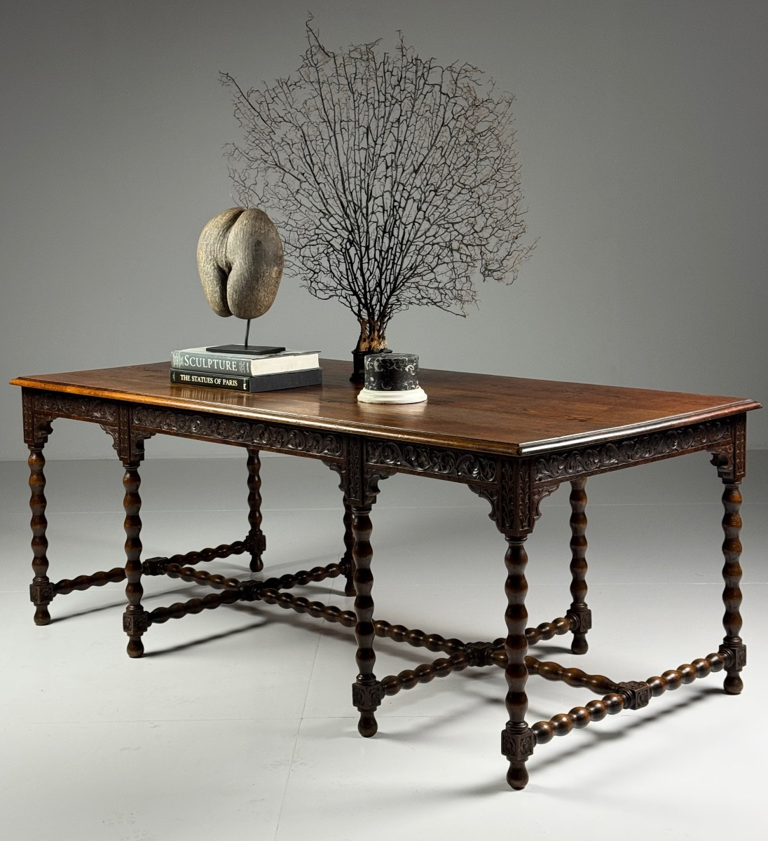 Table de magasin Bureau Bobbin en chêne antique