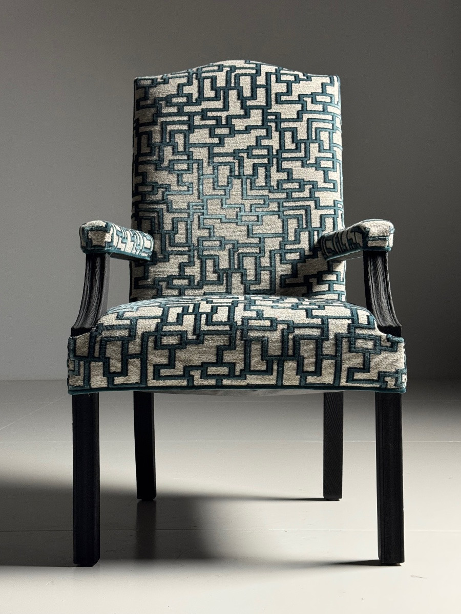 Belgian Chairs, 8x Geometric Upholstery-photo-3