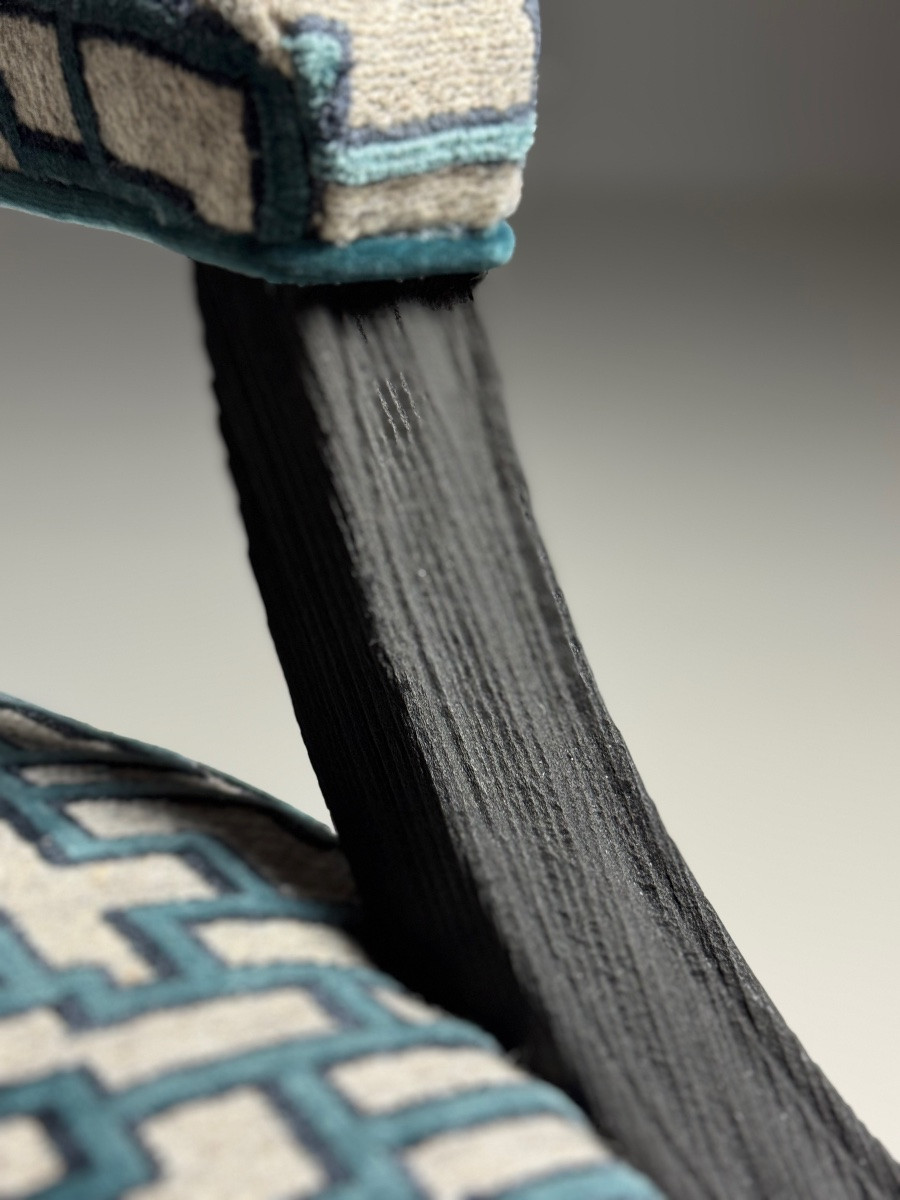 Belgian Chairs, 8x Geometric Upholstery-photo-4