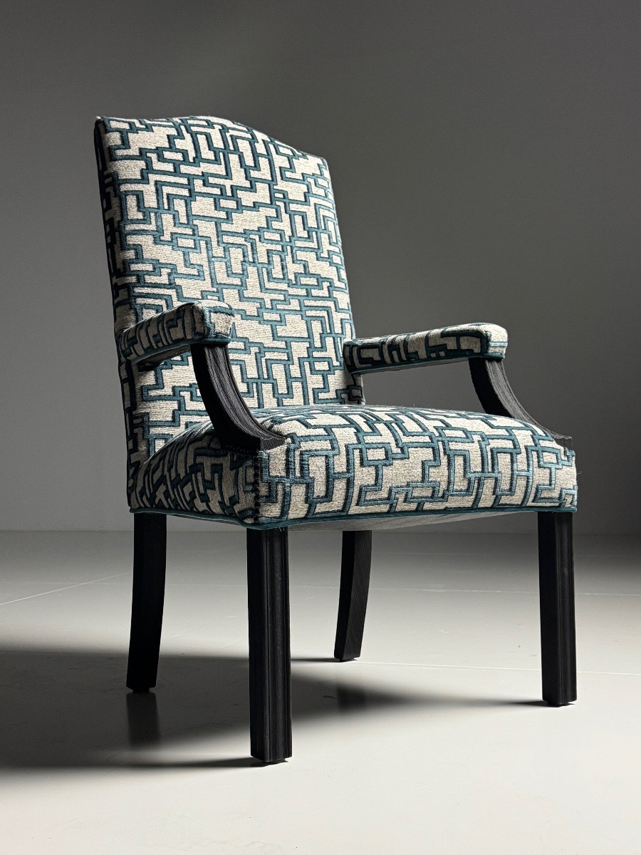 Belgian Chairs, 8x Geometric Upholstery