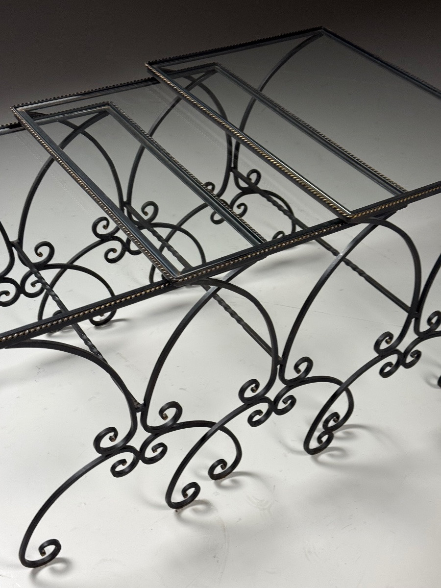 Set Of 3 Nesting Metal Tables, 20th Century-photo-3