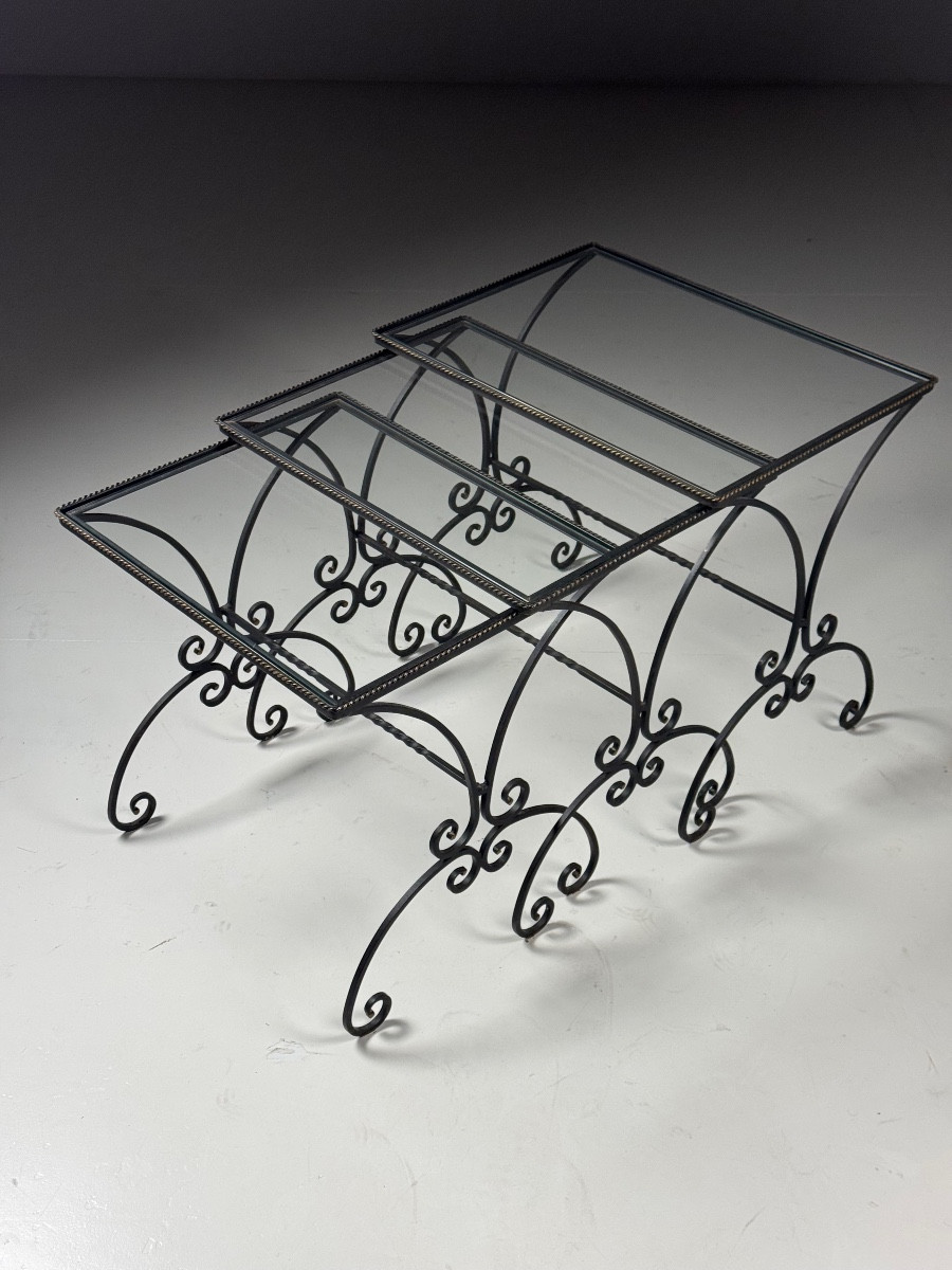 Set Of 3 Nesting Metal Tables, 20th Century