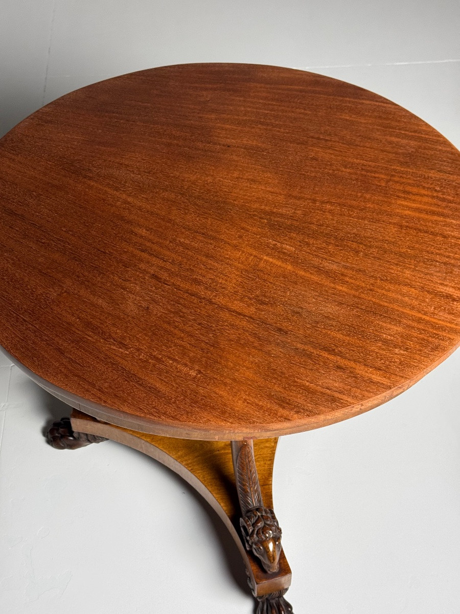 Table tripode italienne avec plateau incrusté de marbre-photo-1