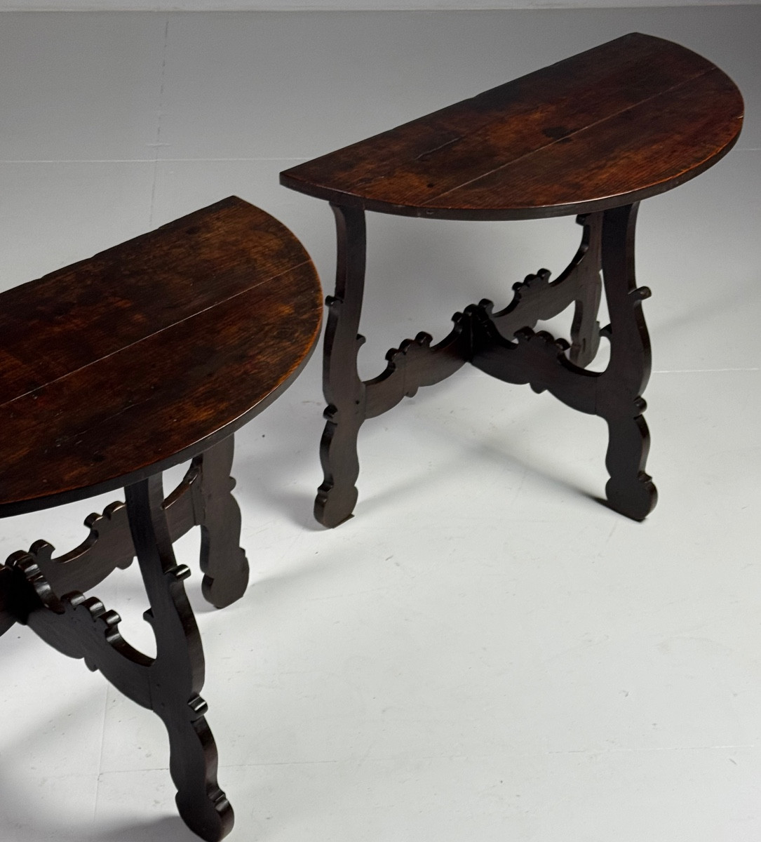 Set Of 2 Italian Half-moon Tables